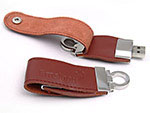 Leder USB-Stick braun gepaegt druckknopf Schlüsselanhänger, Leder.03