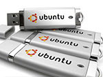 Silberne USB-Sticks Ubuntu, Kunststoff.10